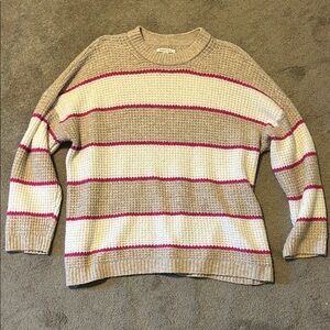 American Eagle Outfitters Beige and Pink Striped Sweater